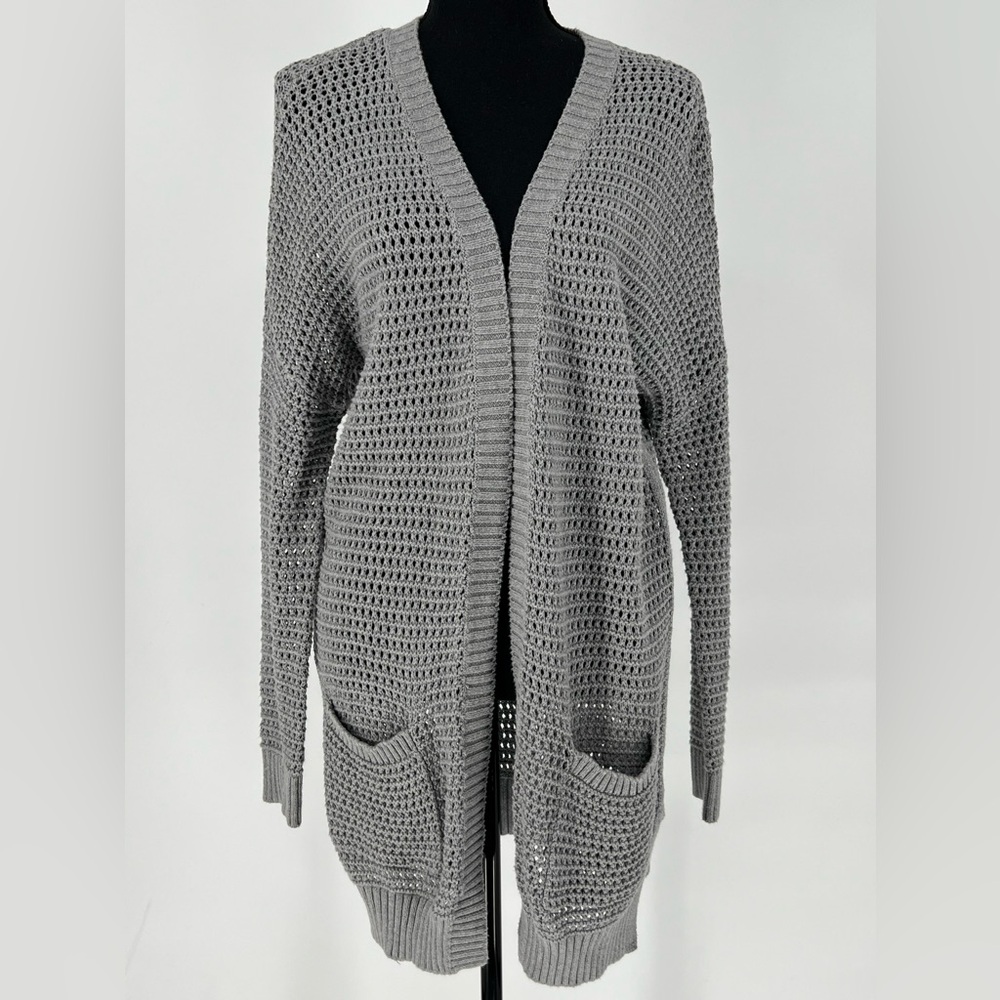 GAP DOVE GREY CROCHETED COTTON CARDIGAN‎
